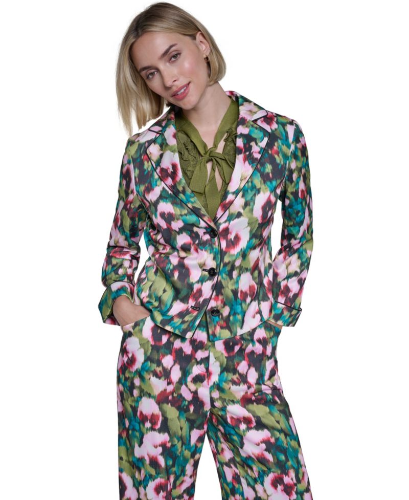 Women's Belted Floral Lightweight Blazer