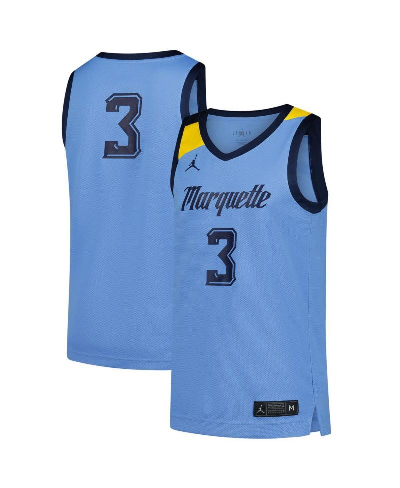 Men's 3 Blue Marquette Golden Eagles Replica Basketball Jersey