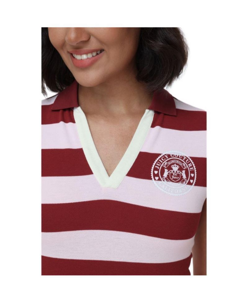 Women's Cropped Stripe Polo Top