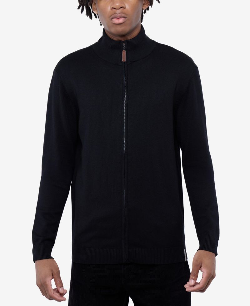 Men's Full Zip Mock Neck Sweater