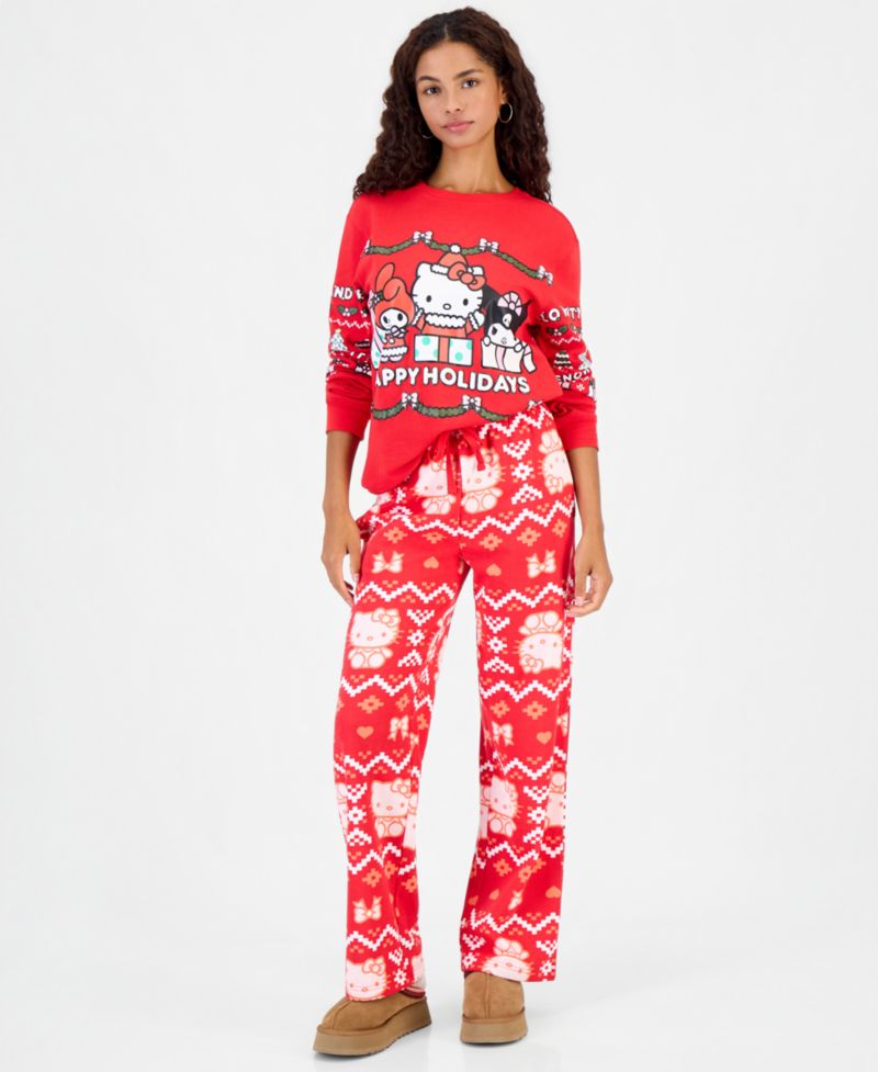 Juniors' High-Rise Wide-Leg Holiday Pants