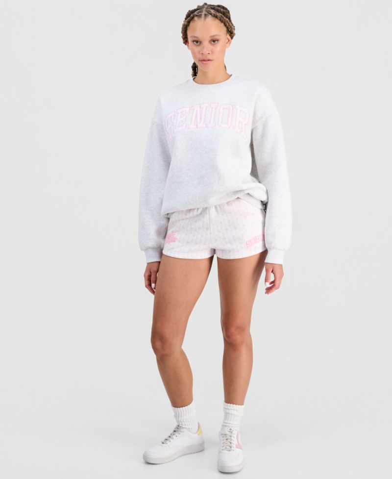Juniors' Senior Embroidered Crewneck Sweatshirt