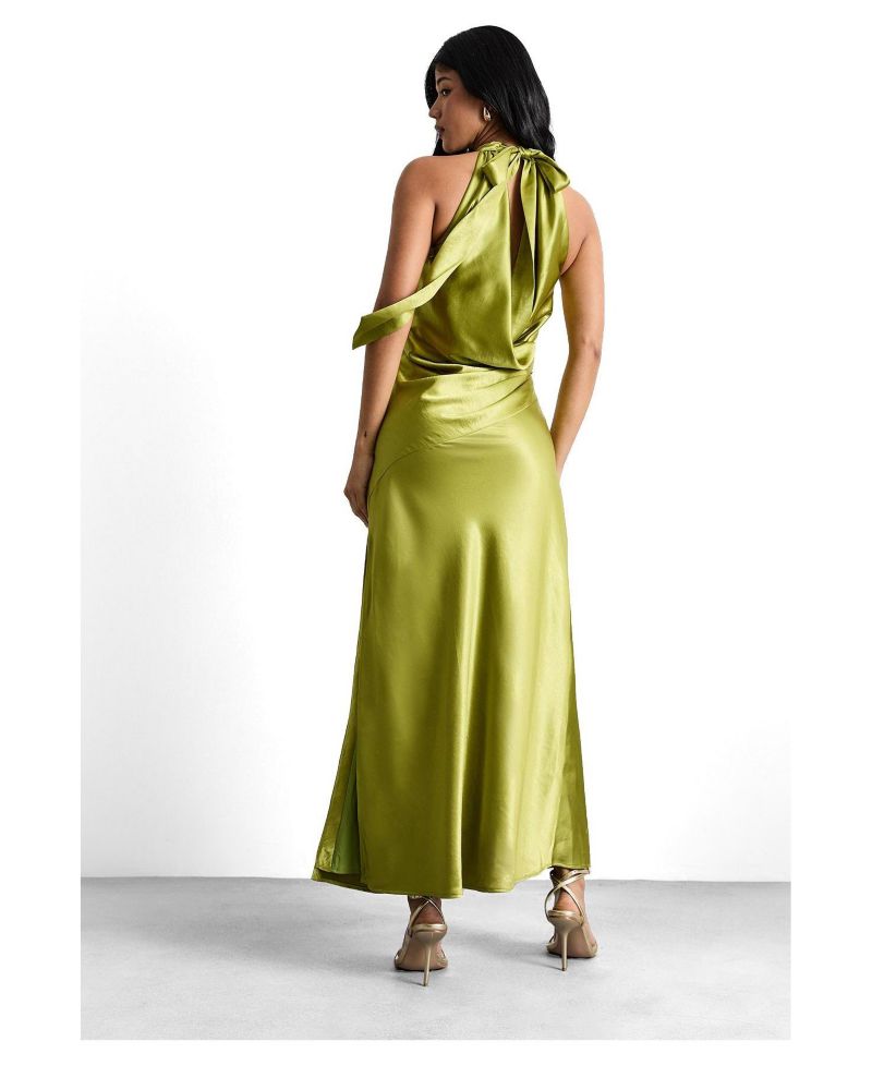 Women's Satin Cowl-Neck Maxi Dress