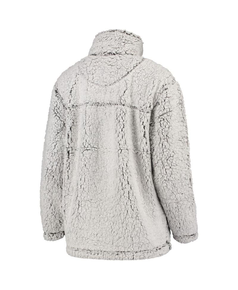 Women's Gray Chicago Blackhawks Sherpa Quarter-Zip Pullover Jacket