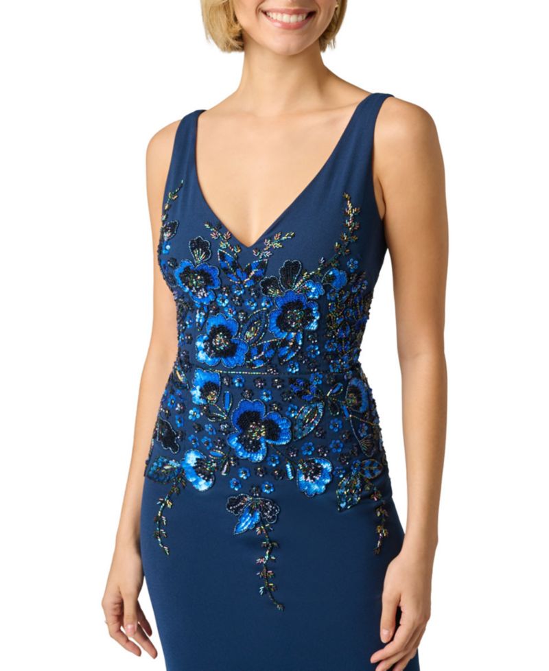 Women's Beaded V-Neck Gown