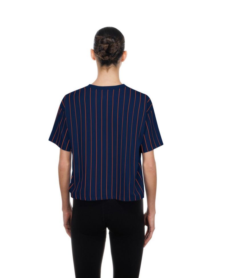 Women's Navy Houston Astros Throwback Meshback Pinstripe Boxy T-Shirt