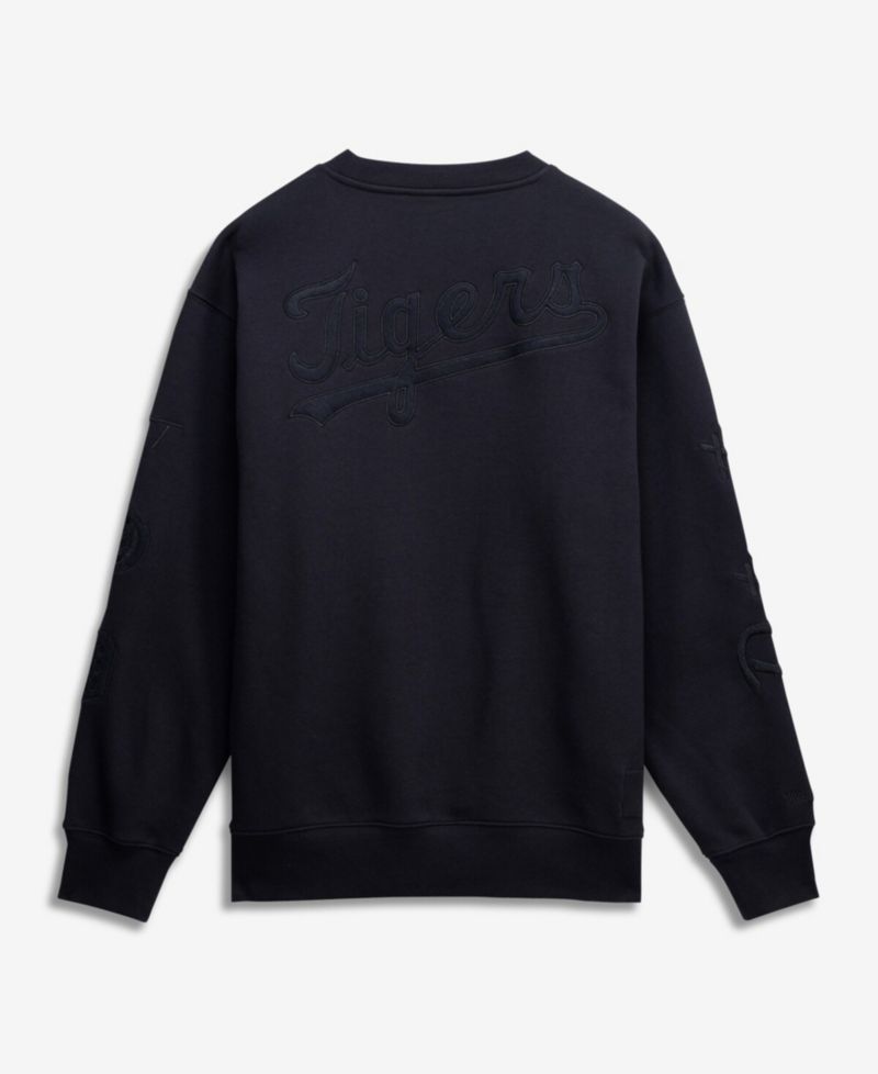 Men's Black Detroit Tigers Phantom Fleece Crewneck Sweatshirt