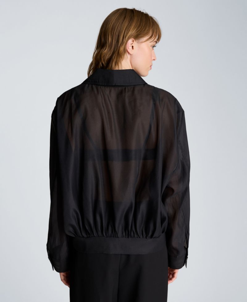 Women's Collared Neck Sheer Bomber Jacket