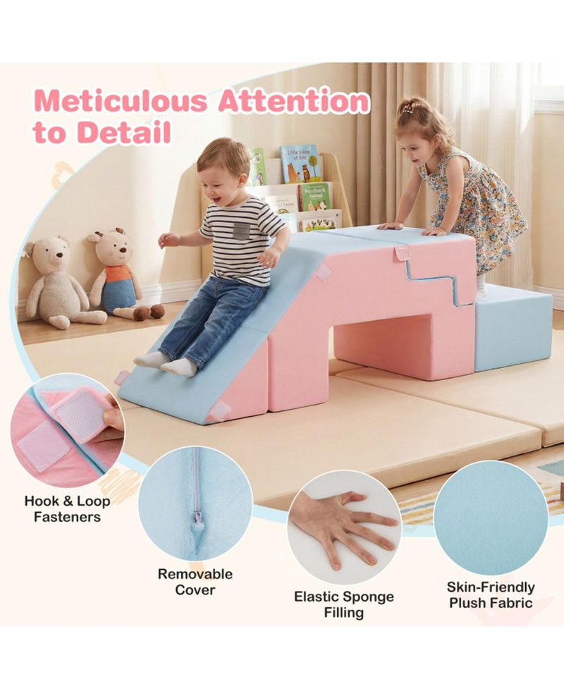 4-in-1 Foam Climbing Blocks Slide Soft Play Set