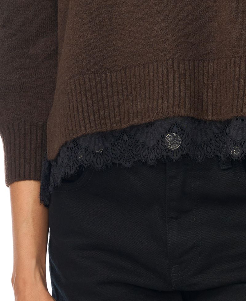 Women's Chenille Embroidery 3/4-Length Sleeve Sweater
