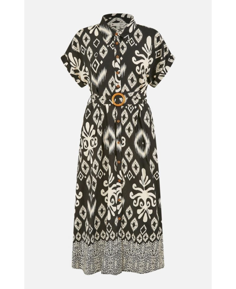 Women's Geo Print Relaxed Midi Shirt Dress