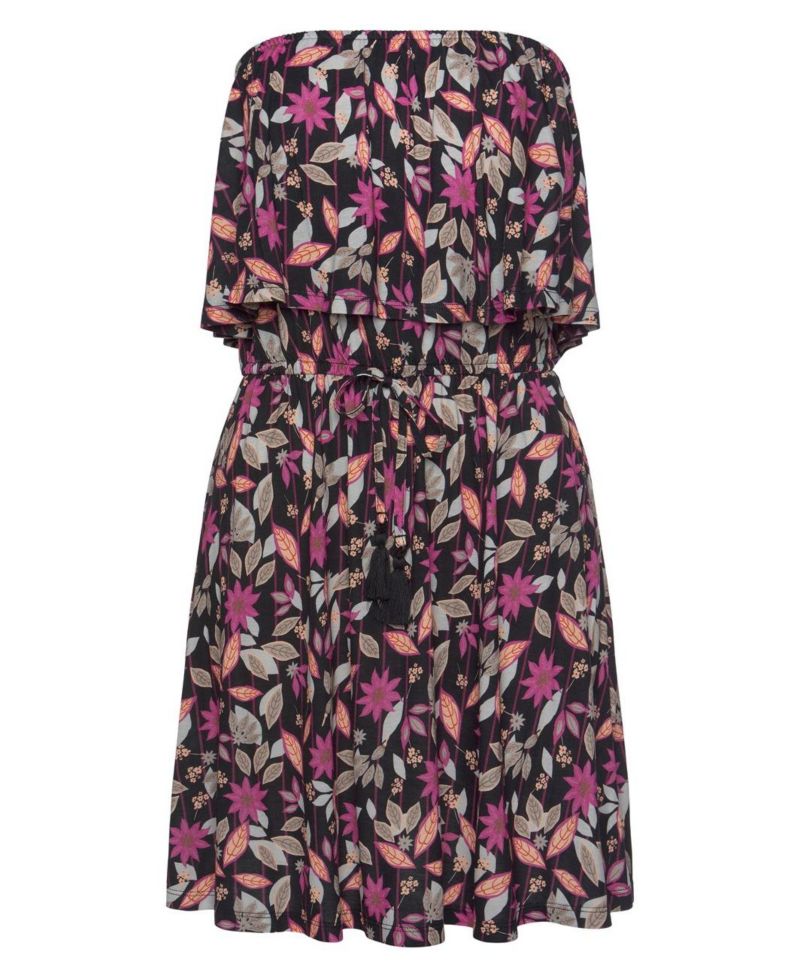 Women's Floral-Print Strapless Elastic-Waist Dress