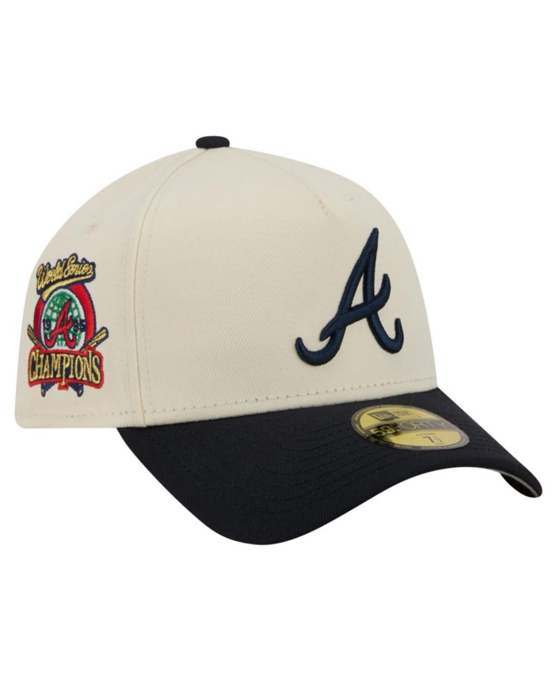 Men's Cream Atlanta Braves Chrome A-Frame 59FORTY Fitted Hat