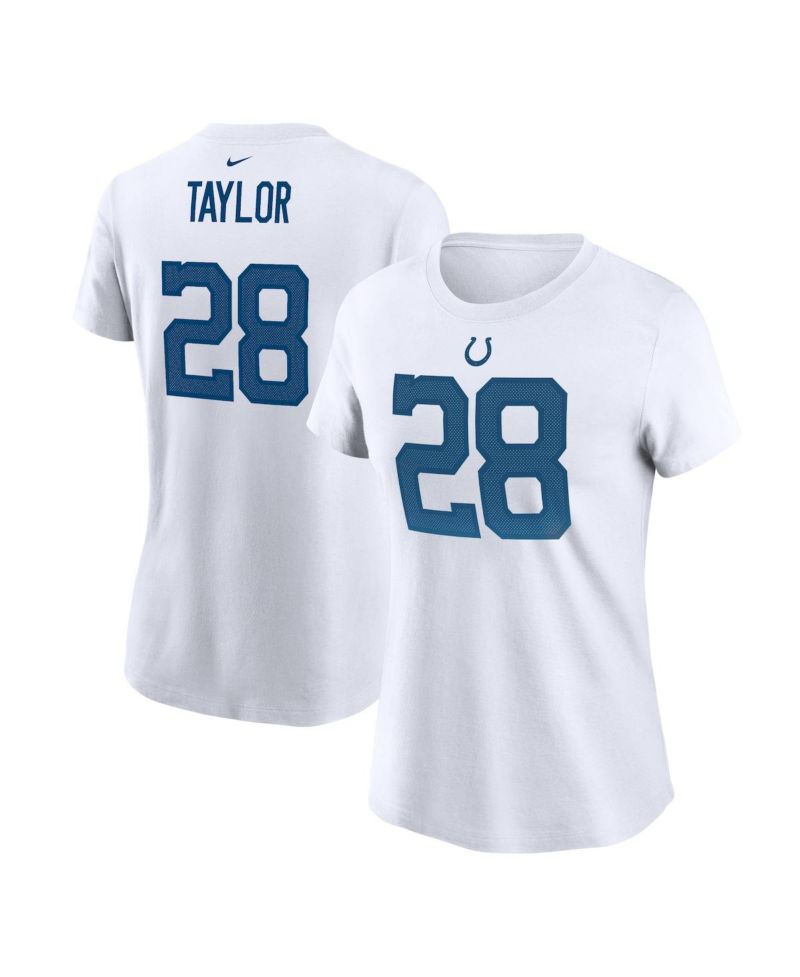 Women's Jonathan Taylor White Indianapolis Colts Player Name & Number T-shirt
