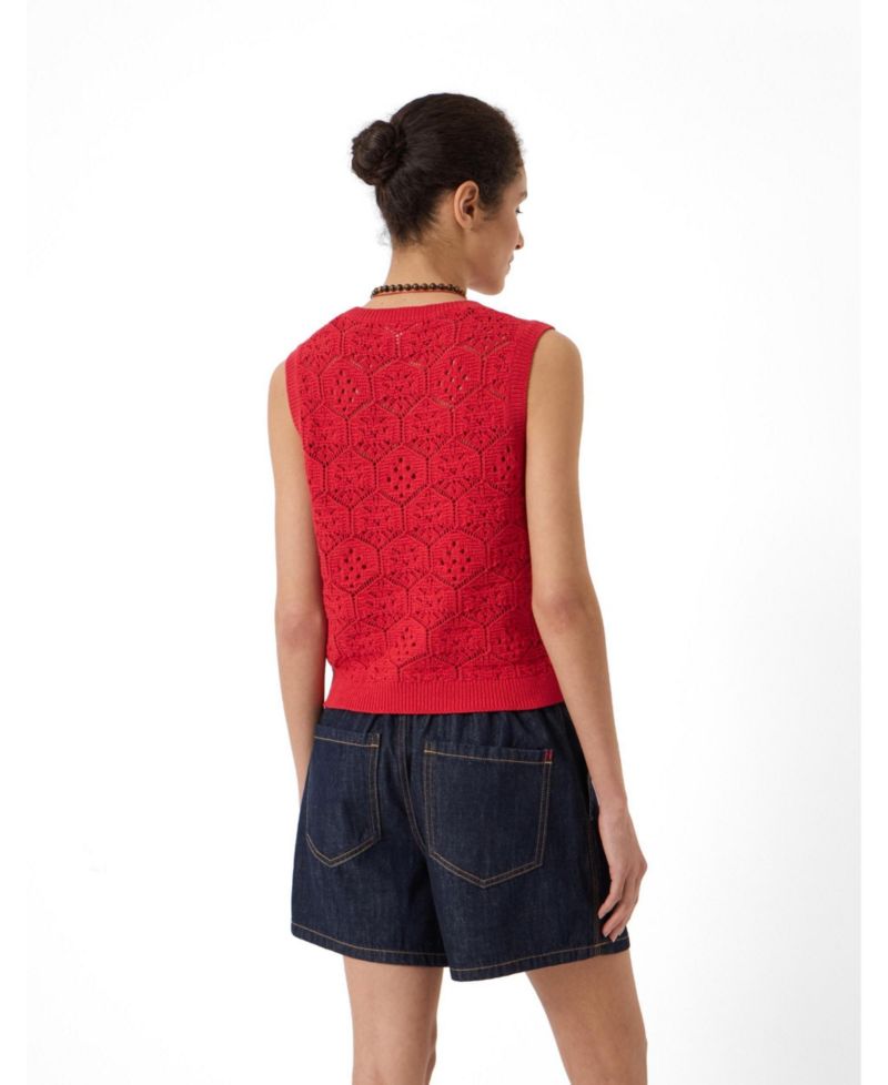 Women's Geometric Crochet Vest