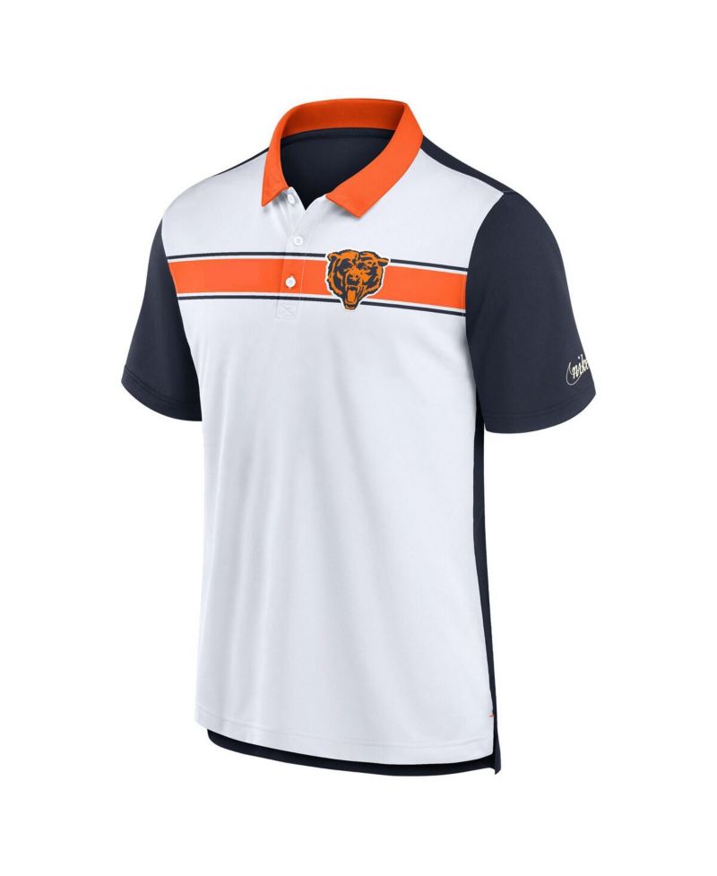 Men's White/Navy Chicago Bears Rewind Pique Polo Shirt