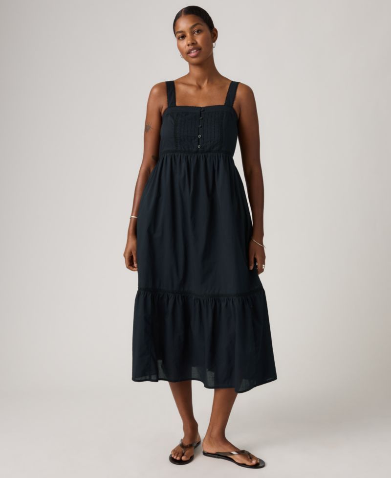 Premium Women's Mimi Square Neck Tiered Midi Dress