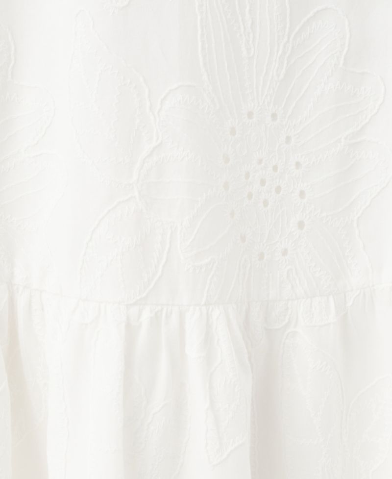 Women's Openwork-Embroidery Halter A-Line Cotton Dress