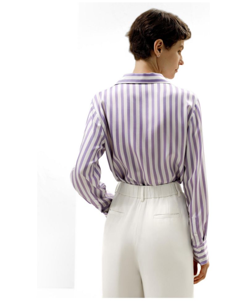 Women's Classic Striped Silk Regular Fit Shirt