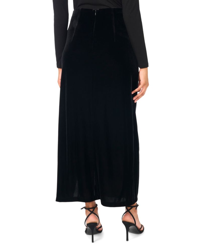 Women's High-Waisted Velvet Ruched Maxi Skirt
