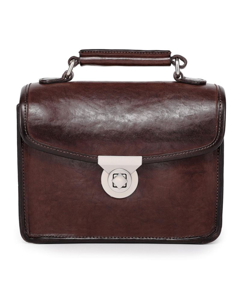 Laurel Mini Leather Convertible Pushlock Crossbody Bag