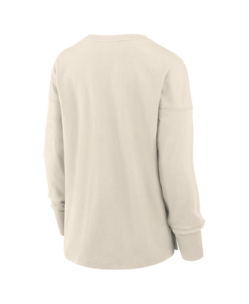 Women's Cream Utah Mammoth Distressed Logo Long Sleeve T-Shirt