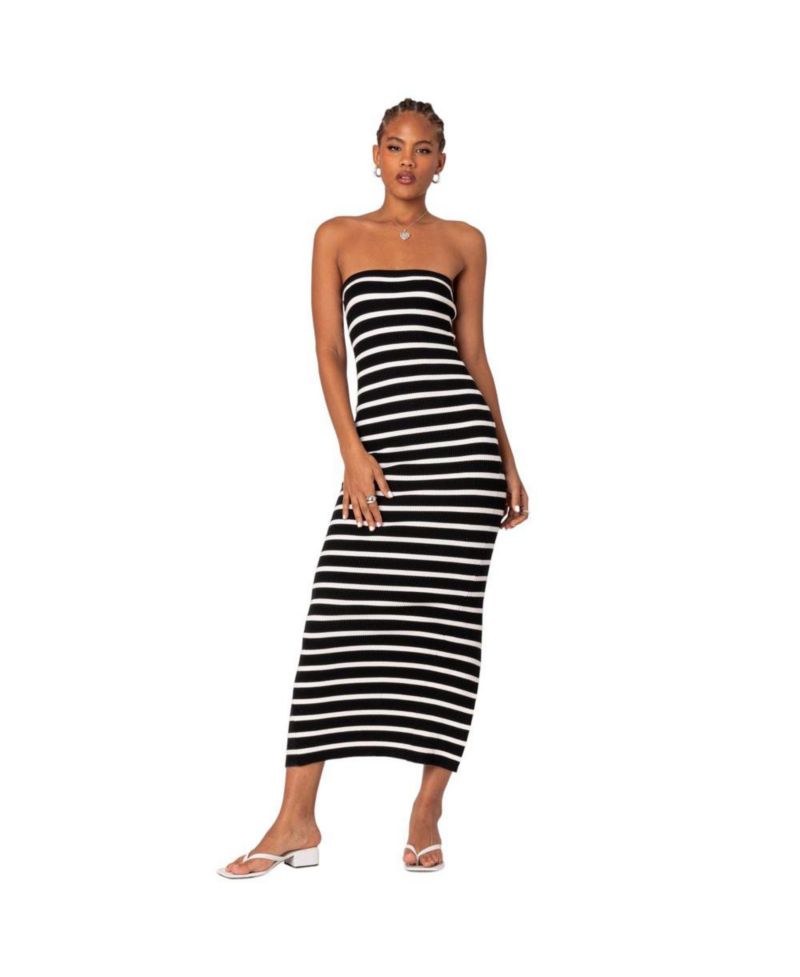 Women's Knit Back Slitted Maxi Dress