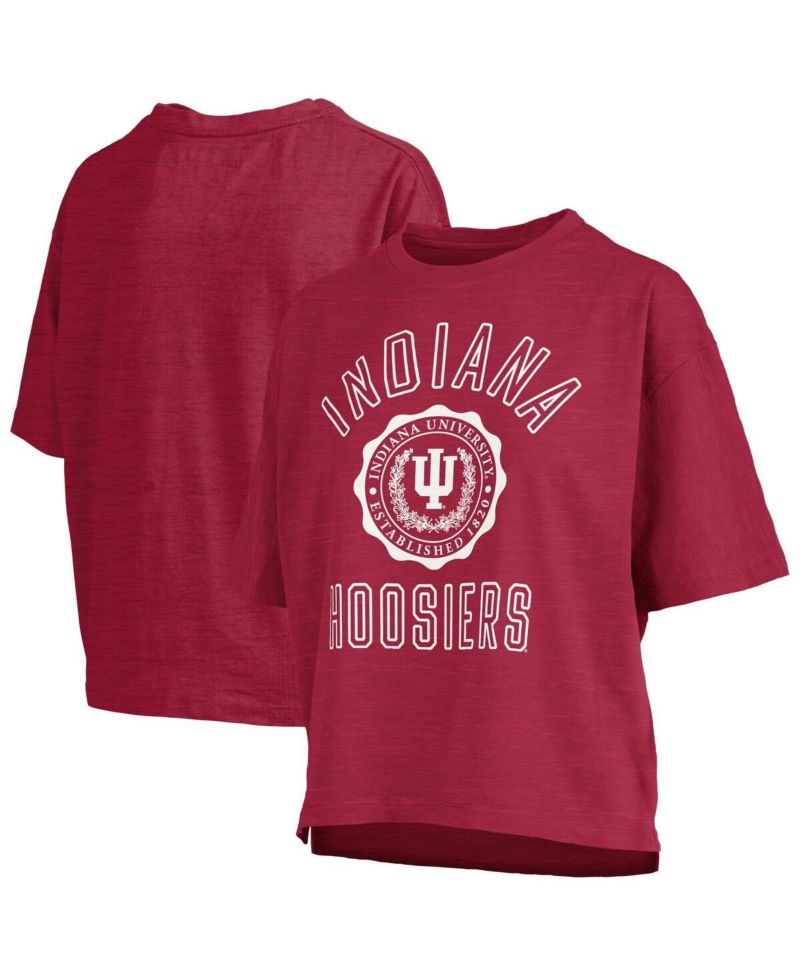 Women's Crimson Indiana Hoosiers Motley Crew Bishop Waist Length Oversized Slub T-Shirt