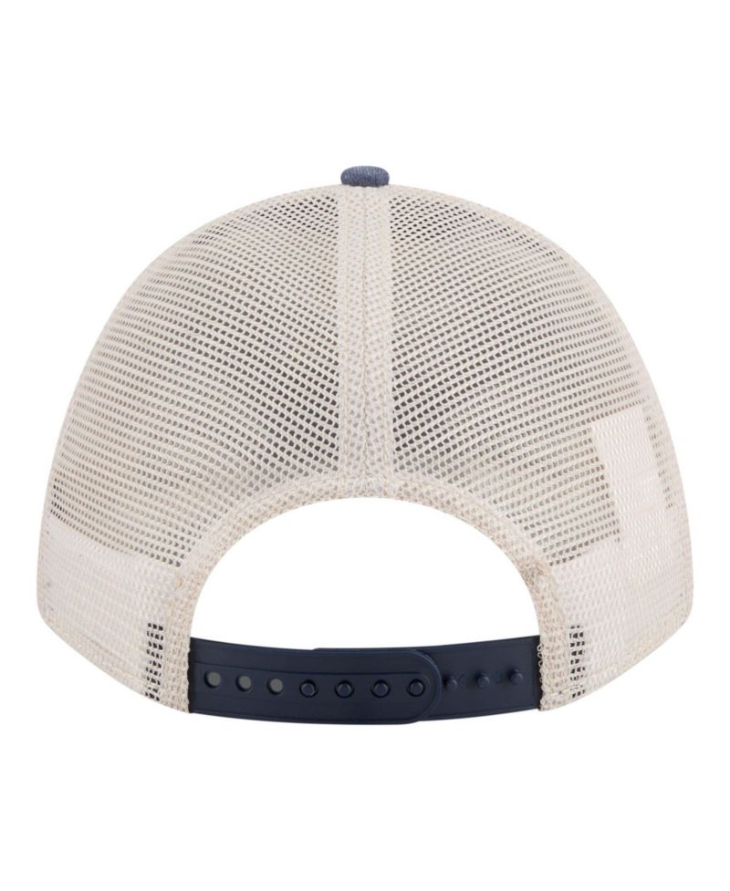 Men's Stone/Navy Michigan Wolverines Frayed Patch 9FORTY M-Crown A-Frame Trucker Adjustable Hat