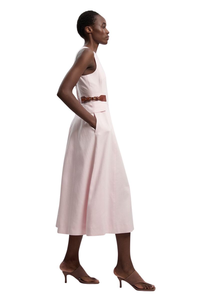 Women's Tailored Linen Full Midi Dress