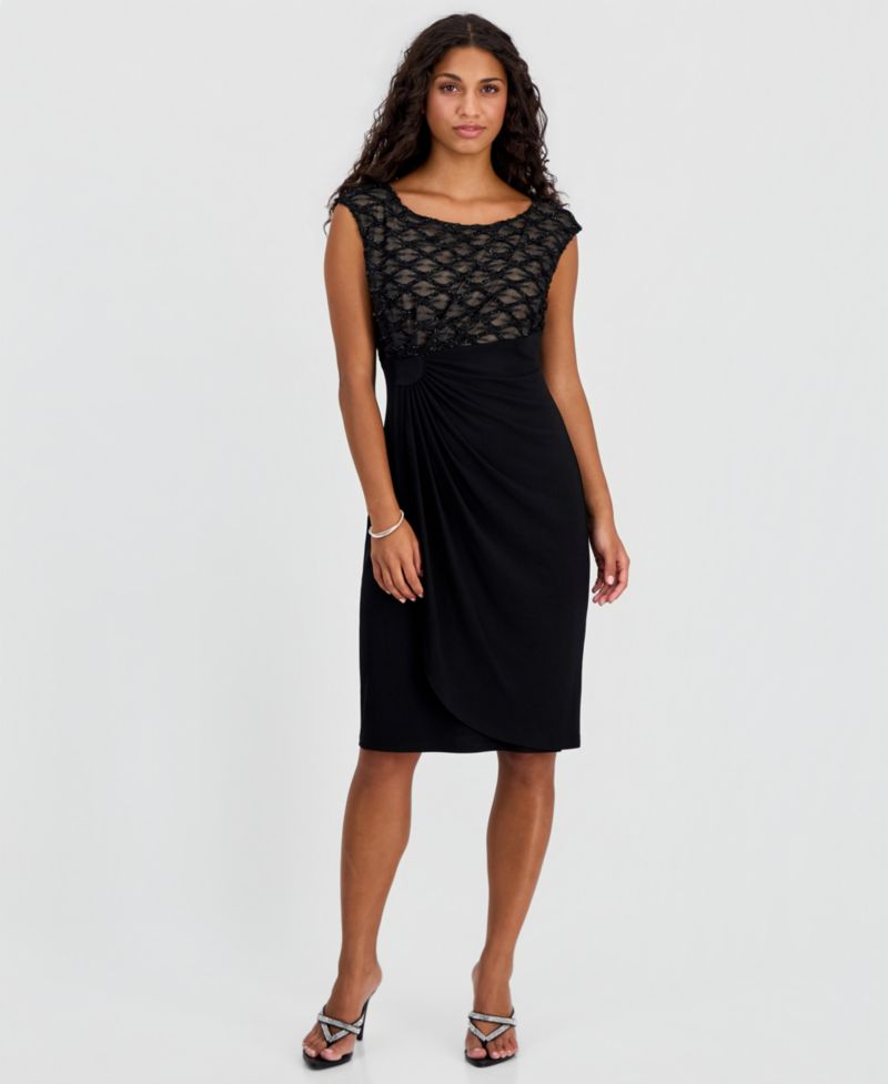 Petite Embellished Empire-Waist Dress