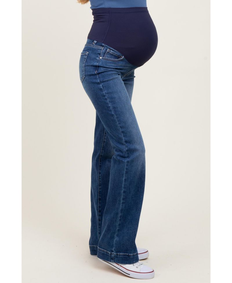 Women's Navy Blue Wide Hem Bootcut Jeans