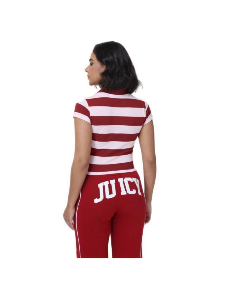 Women's Cropped Stripe Polo Top