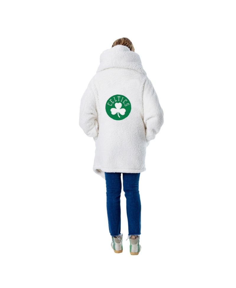 Men's and Women's The Best Lounger In The World Cream Boston Celtics Oversized Open-Front Hoodie Sweater
