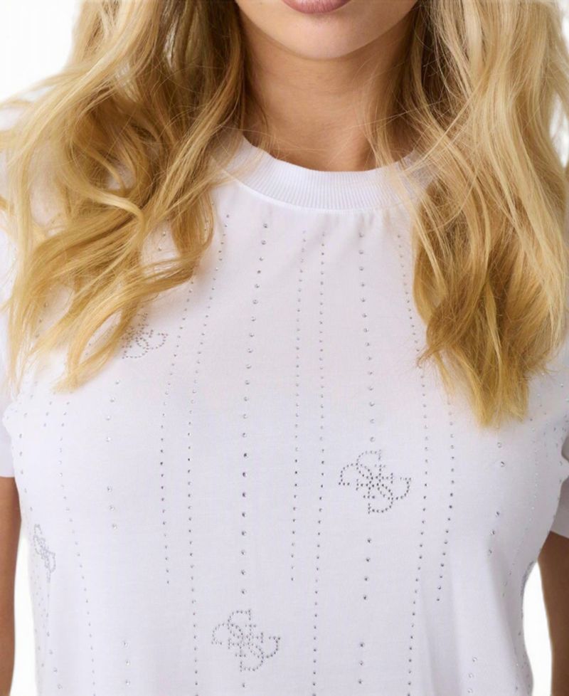 Women's Diamond-Embellished Logo Crewneck Short-Sleeve T-Shirt