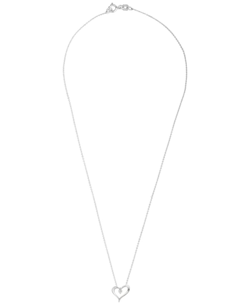 Lab Grown Diamond Heart Pendant Necklace (1/10 ct. t.w.) in Sterling Silver