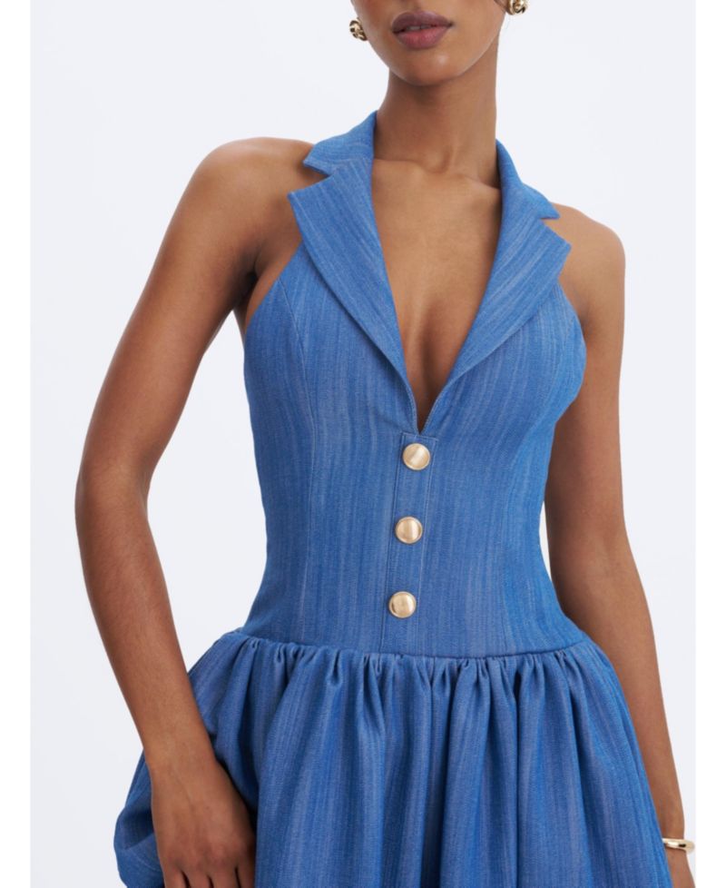 Women's Xyan Halter A-Line Sleeveless Denim Dress
