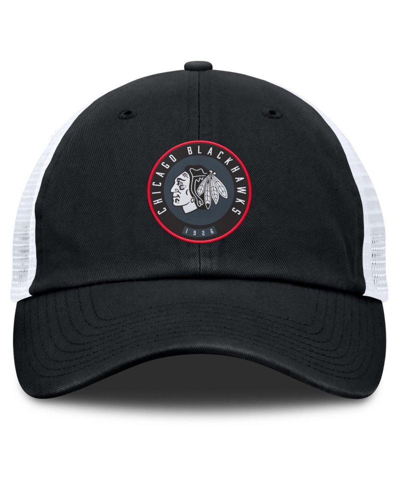 Men's Black/White Chicago Blackhawks Averie Trucker Adjustable Hat