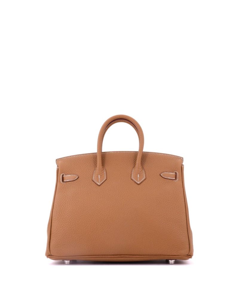 Pre-Owned Hermes Birkin 25 Handbag Brown Togo with Palladium Hardware