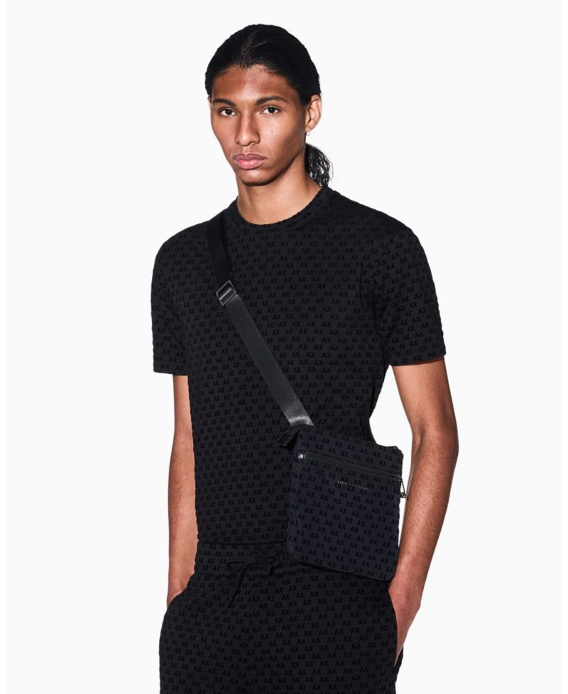 Men's Flocked Flat Crossbody