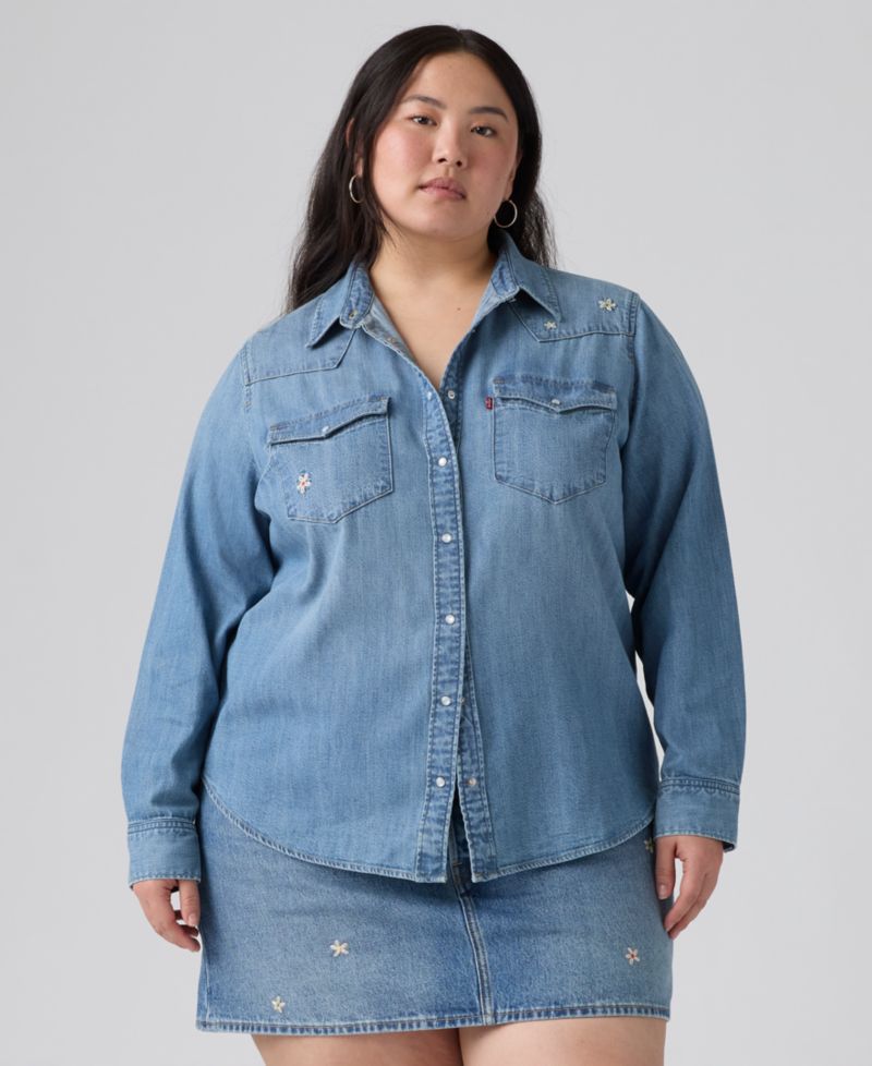 Trendy Plus Size Essential Western Cotton Shirt
