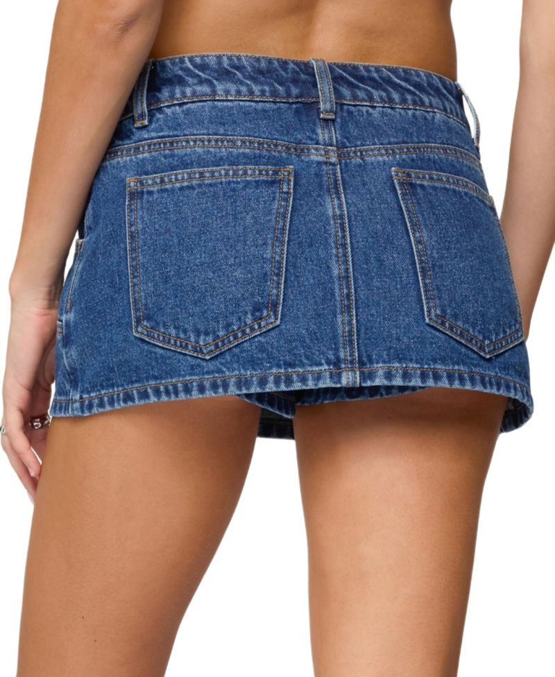Women's Stitched Up Denim Mini Skort