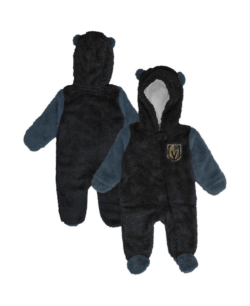 Newborn Black Vegas Golden Knights Stay Napping Fleece Bunting Full-Zip Hooded Sleeper