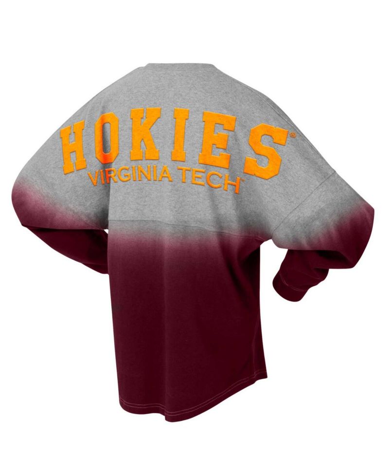 Men's and Women's Maroon/Gray Virginia Tech Hokies Ombre Long Sleeve T-Shirt