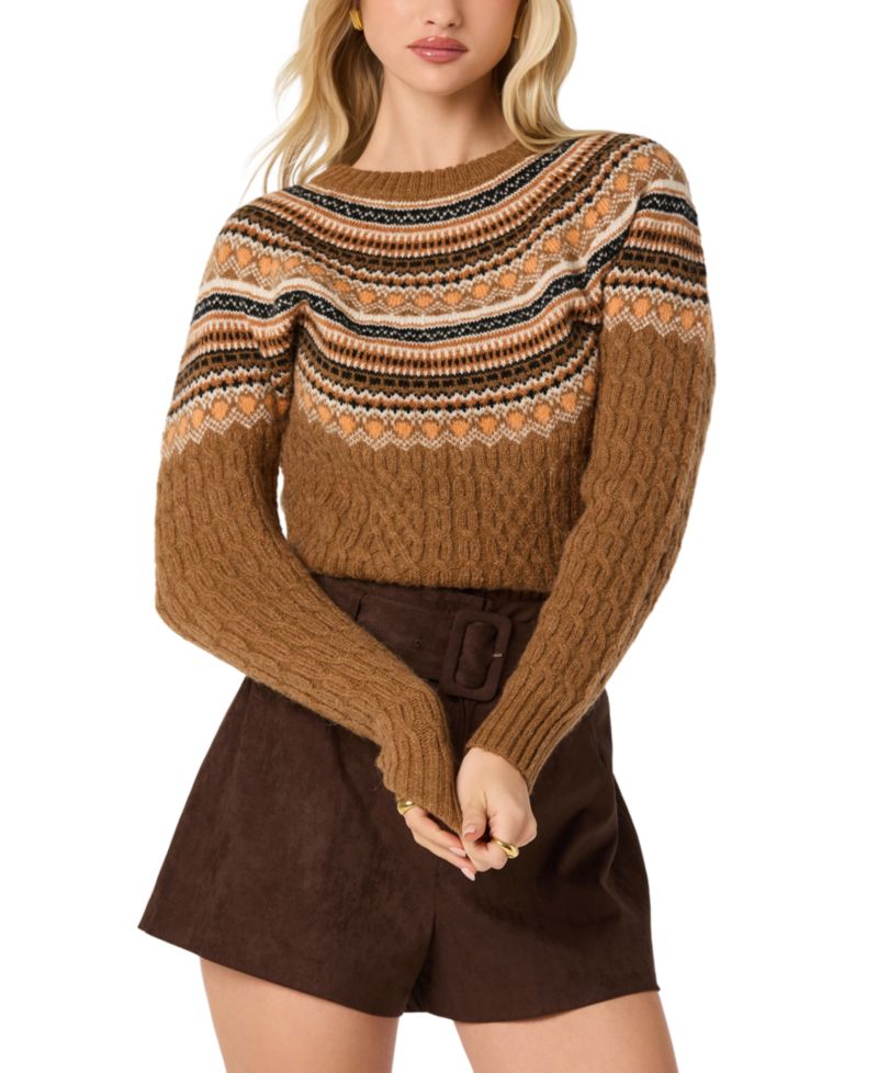Women's Daria Cable-Knit Fair Isle Crewneck Sweater