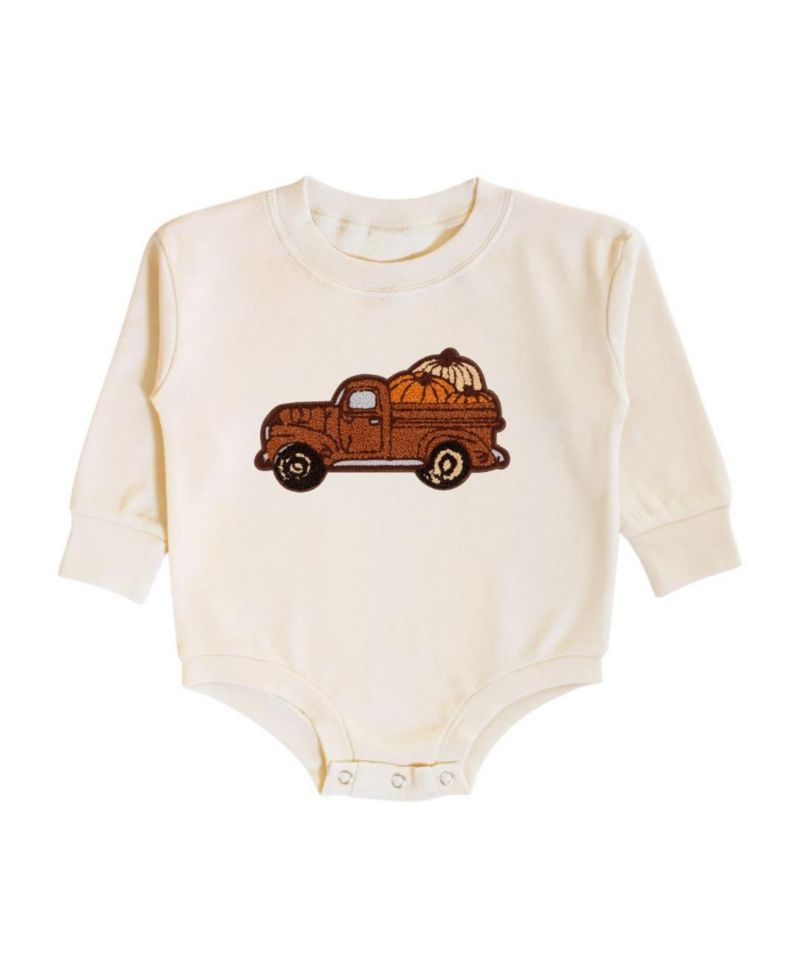 Baby Boy Fall Truck Patch Long Sleeve Romper
