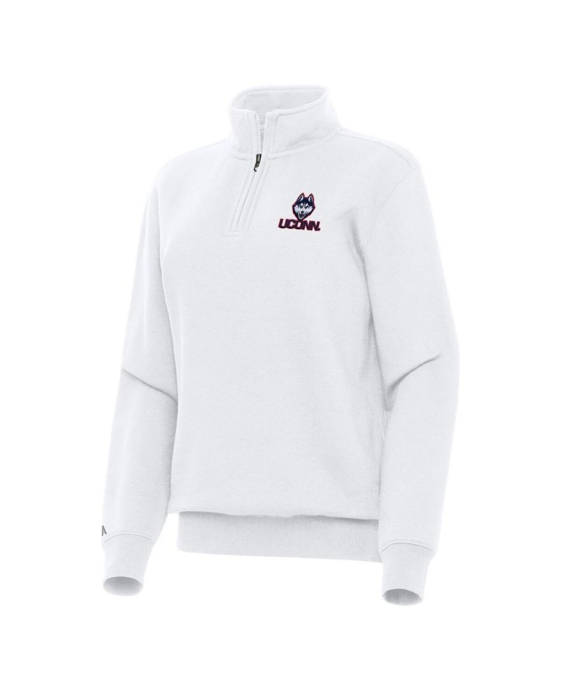 Women's White UConn Huskies Victory Quarter-Zip Sweatshirt