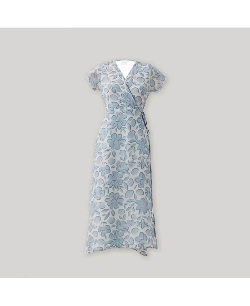 Women's Floral Print Tie Waist Wrap Maxi Dress