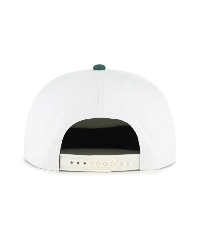 Men's '47 White/Green Hawaii Rainbow Warriors Script Stack Relaxed Captain Adjustable Hat