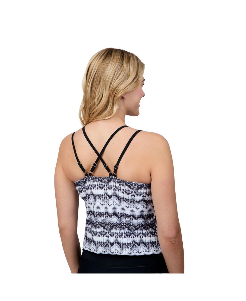 Women's Double Strap Cut Out Blouson Tankini Top